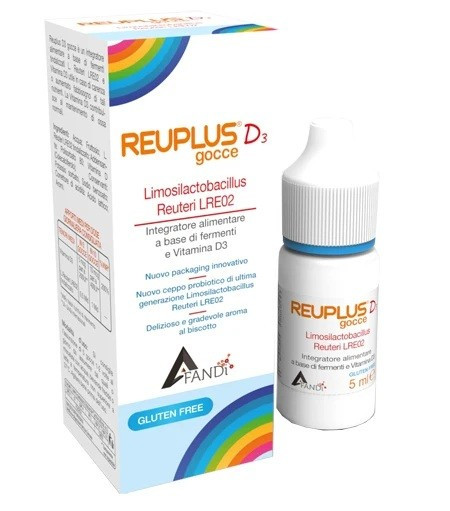 Reuplus D3 Integratore Probiotico con Lactobacillus reuteri e Vitamina D3 5ml Gocce - Afandi