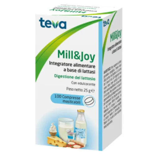 Mill&Joy Teva Integratore Lattasi per Digestione Lattosio 100 Compresse Masticabili - Mill&Joy