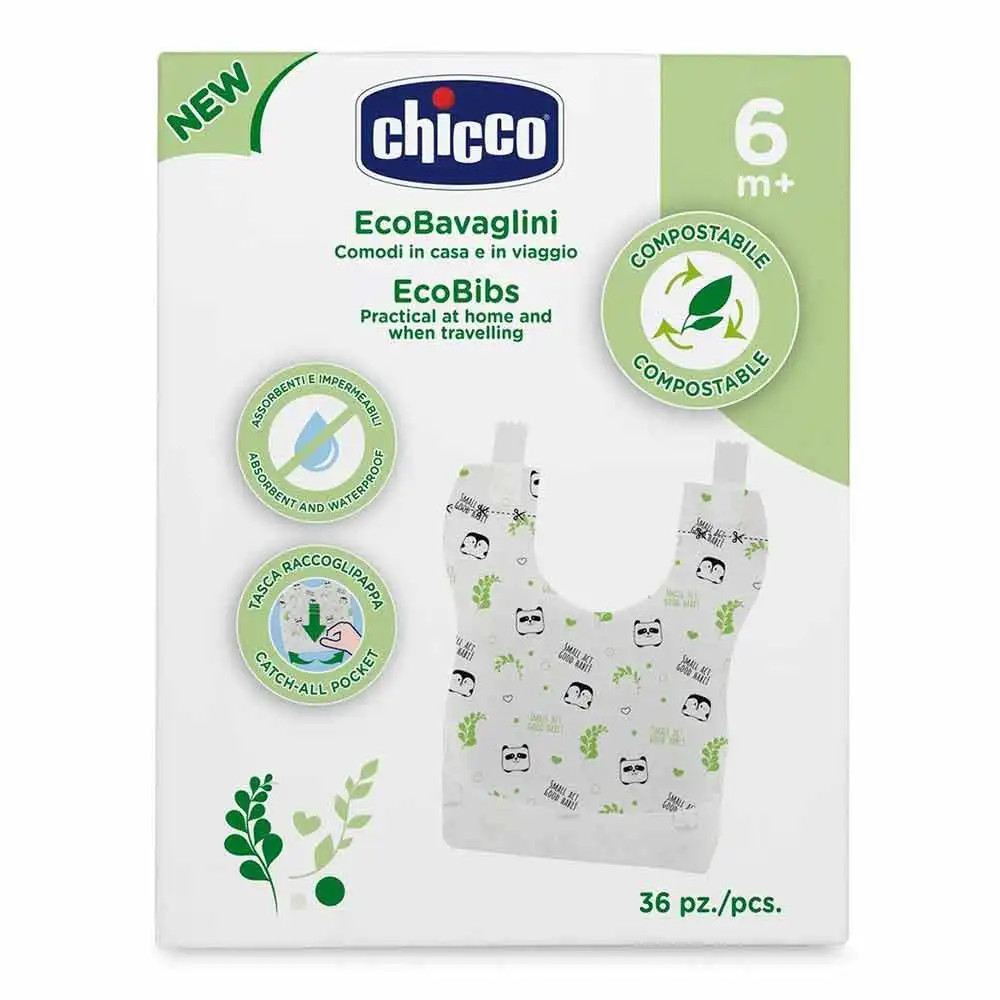 Bavaglini Monouso Compostabili Impermeabili Assorbenti 36 Pezzi - Chicco