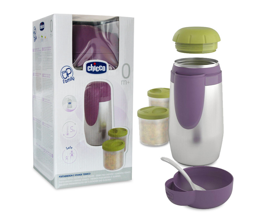Chicco Portapappa Termico Acciaio Inox con 2 Contenitori