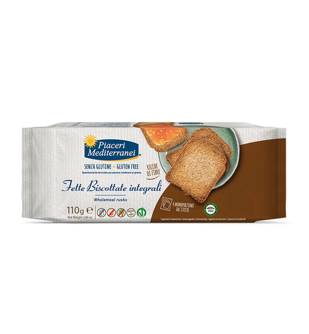 Fette Biscottate Integrali Piaceri Mediterranei 110 g - Eurospital