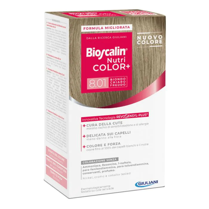 Bioscalin Nutricol+ 8.01 Biondo Chiaro Freddo Colorazione Permanente per Capelli - Bioscalin