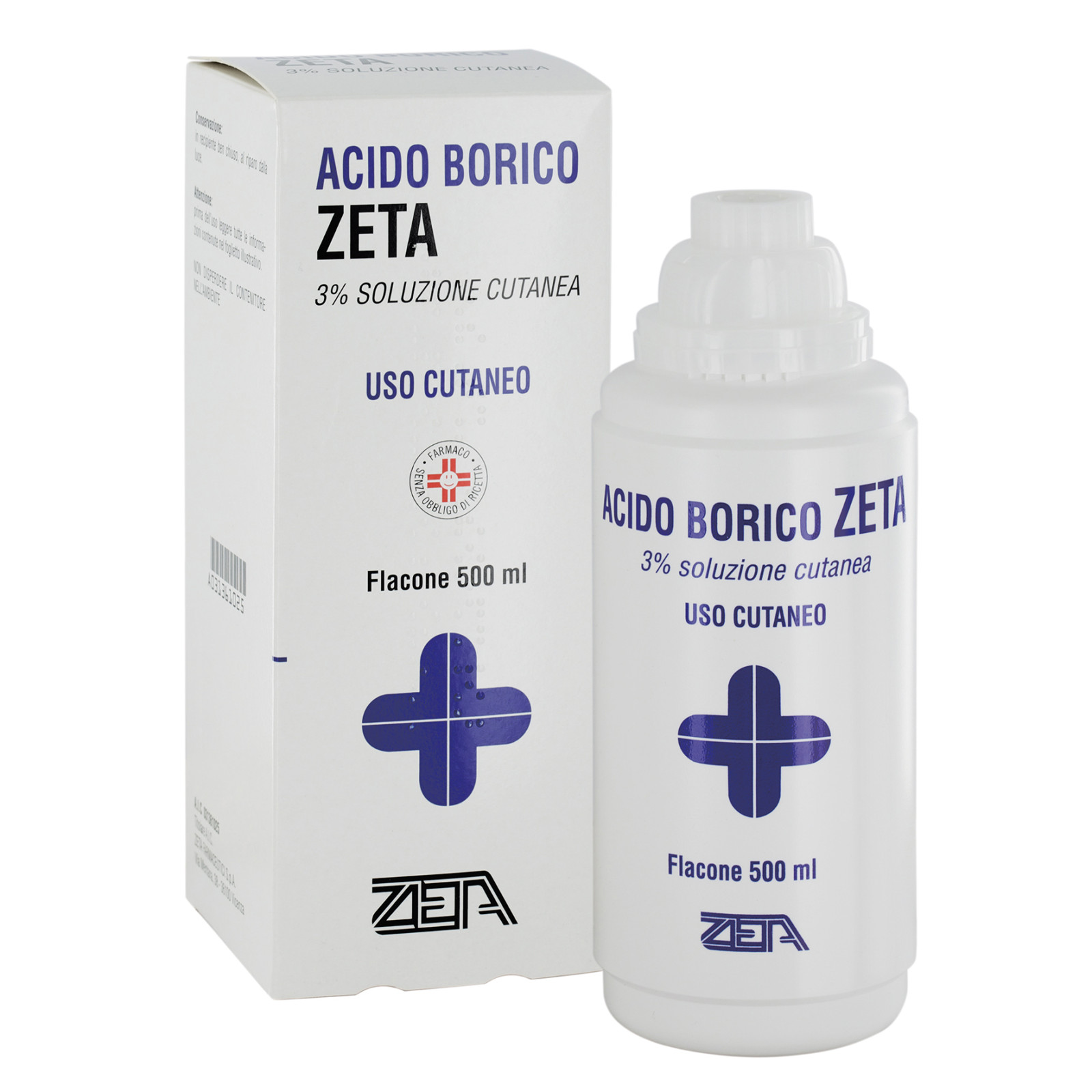 Acido Borico 3% Soluzione Cutanea 500ml - Zeta Farmaceutici