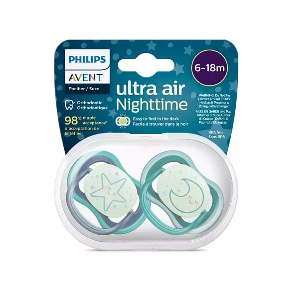 Philips Avent Succhietto Ultra Air Night Time 6-18 Mesi Stella Luna