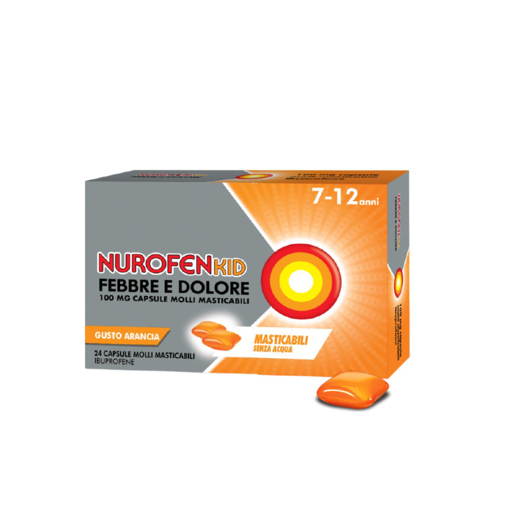 Nurofen Kid Febbre e Dolore 100 mg Capsule Masticabili Aroma Arancia 24 Capsule - Nurofen