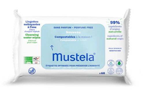 Mustela Salviette Compostabili All'Acqua Senza Profumo 60 Pezzi - Mustela