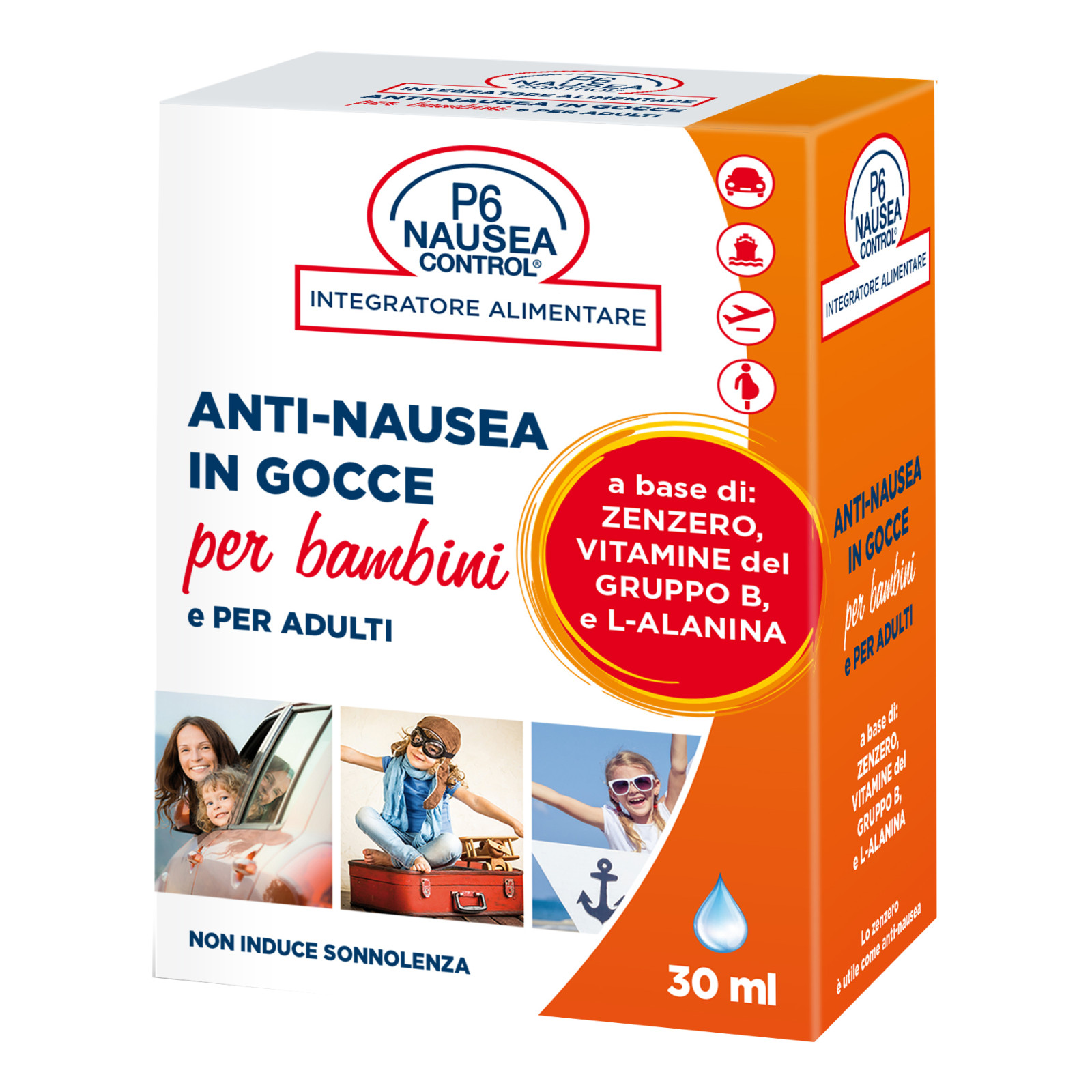 Gocce Anti-Nausea per Bambini e Adulti 30ml - P6 Nausea Control
