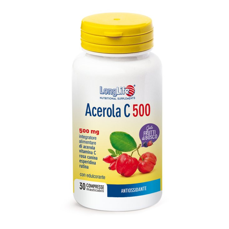 Acerola C 500 Frutti di Bosco Integratore 30 Compresse Masticabili - Longlife