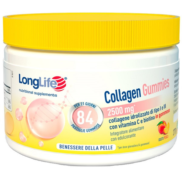 Collagen Gummies Integratore Alimentare Gusto Pesca 60 Gommose - LongLife