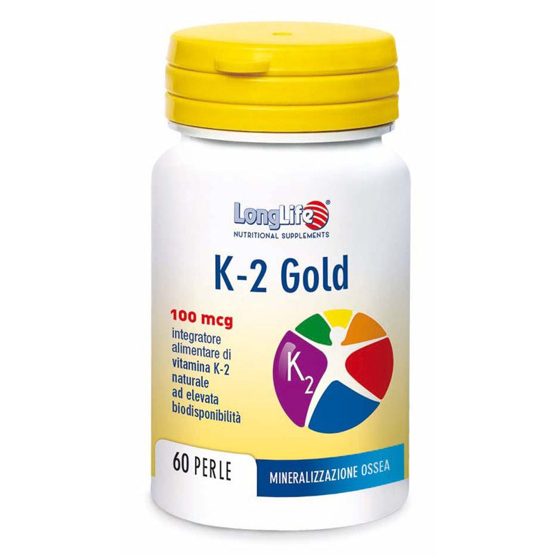K-2 Gold Vitamina K2 per Ossa Sane 60 Perle - Longlife