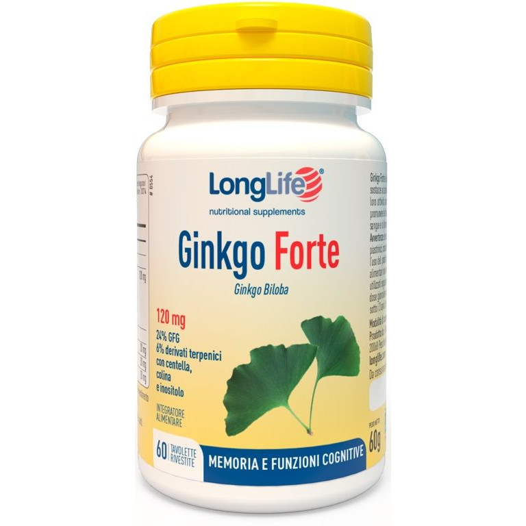 Ginkgo Forte Integratore per Memoria e Funzioni Cognitive 60 Tavolette - Longlife