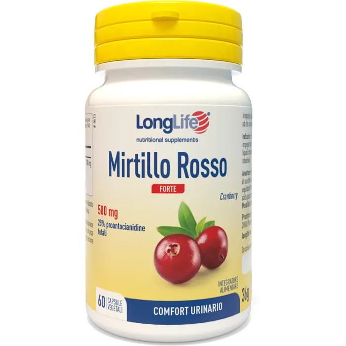 Mirtillo Rosso Forte Integratore Funzione Urinaria 60 Vegicaps - Longlife