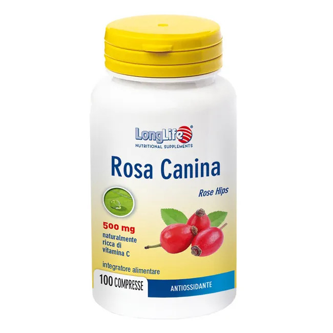 Rosa Canina 500 mg Integratore Antiossidante 100 Compresse - Longlife