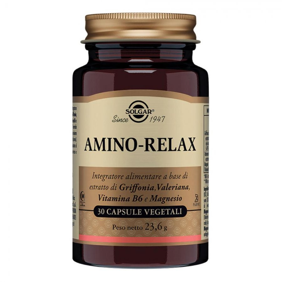 Amino Relax Integratore per Rilassamento e Sonno 30 Capsule Vegetali - Solgar
