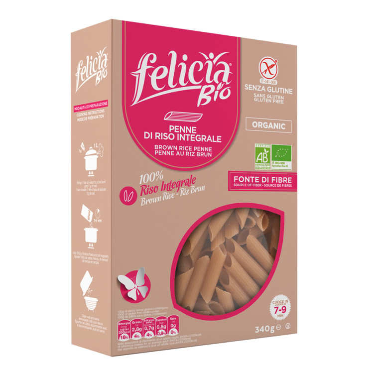 Penne di Riso Integrale Senza Glutine 340 g - Felicia Bio