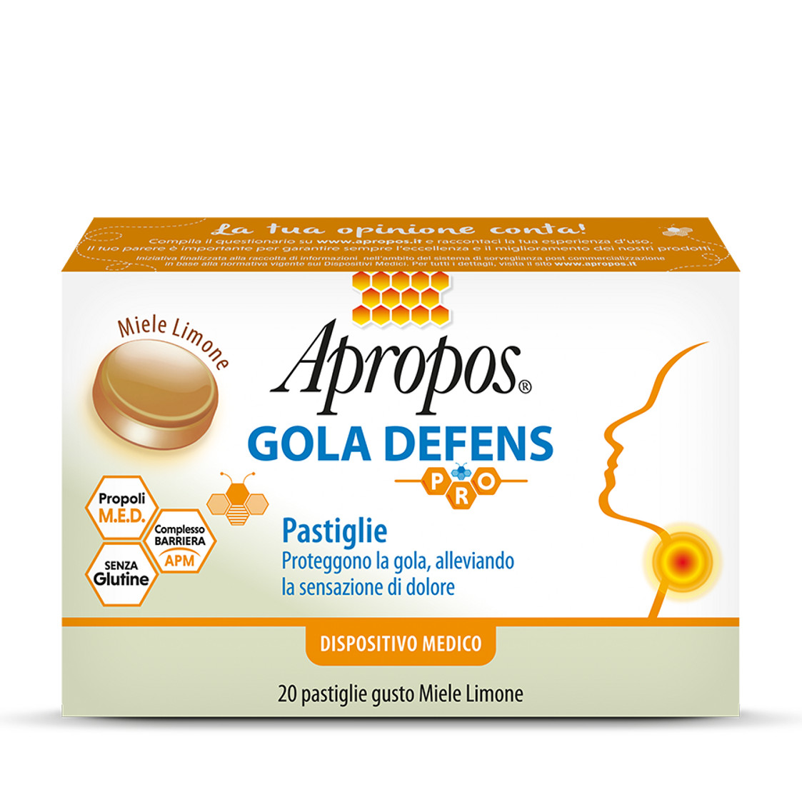 Apropos Gola Defens Pro Miele e Limone 20 Pastiglie - Apropos
