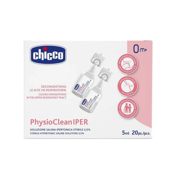 Chicco Physioclean Iper Soluzione Salina Ipertonica per Lavaggi Nasali 20 Flaconcini da 5 ml - Chicco