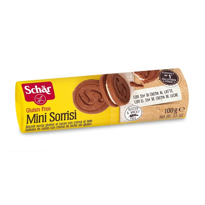 Mini Sorrisi Schar Biscotti al Cacao con Crema al Latte Senza Glutine - Schar