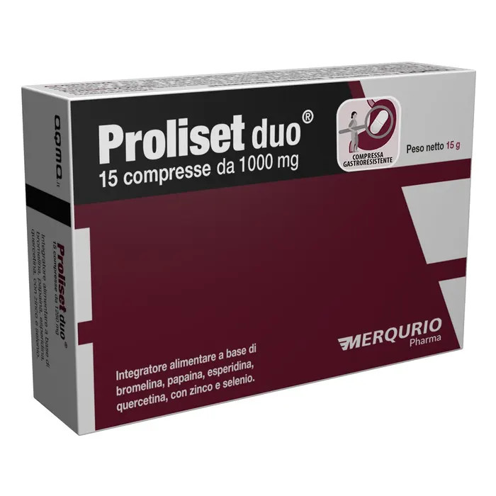 Proliset Duo Integratore Alimentare con Bromelina Papaina Quercetina 15 Compresse - PROLISET