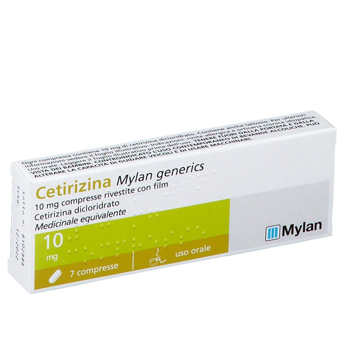 Cetirizina Mylan Generics 10mg Antiallergico 7 Compresse Rivestite - Mylan