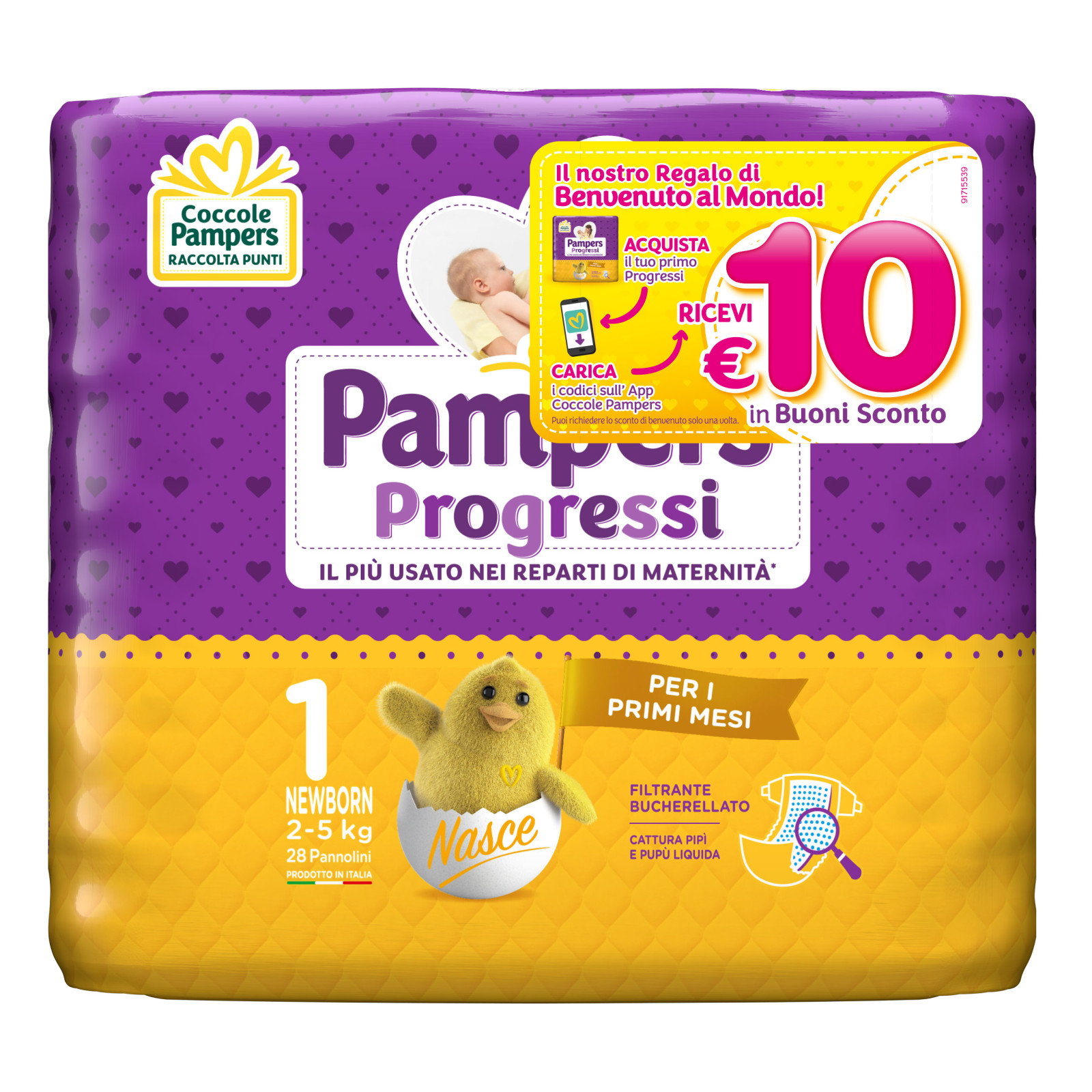Pampers – Pampers Progressi Newborn 2-5 Kg Pannolino N.1 28 Pezzi