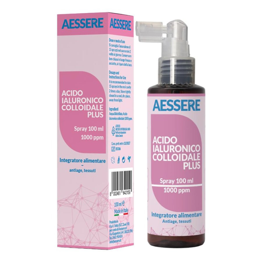 Aessere Acido Ialuronico Colloidale Plus 1000Ppm Integratore Antietà Spray 100Ml - Immagine 3
