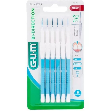 Gum Bi-Direction scovolini interdentali punta microfine ISO 2 0,9mm 6 pezzi - GUM