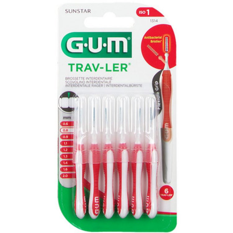 Gum Trav-Ler scovolini interdentali 0,8mm con clorexidina antibatterici 4+2 pezzi - Gum