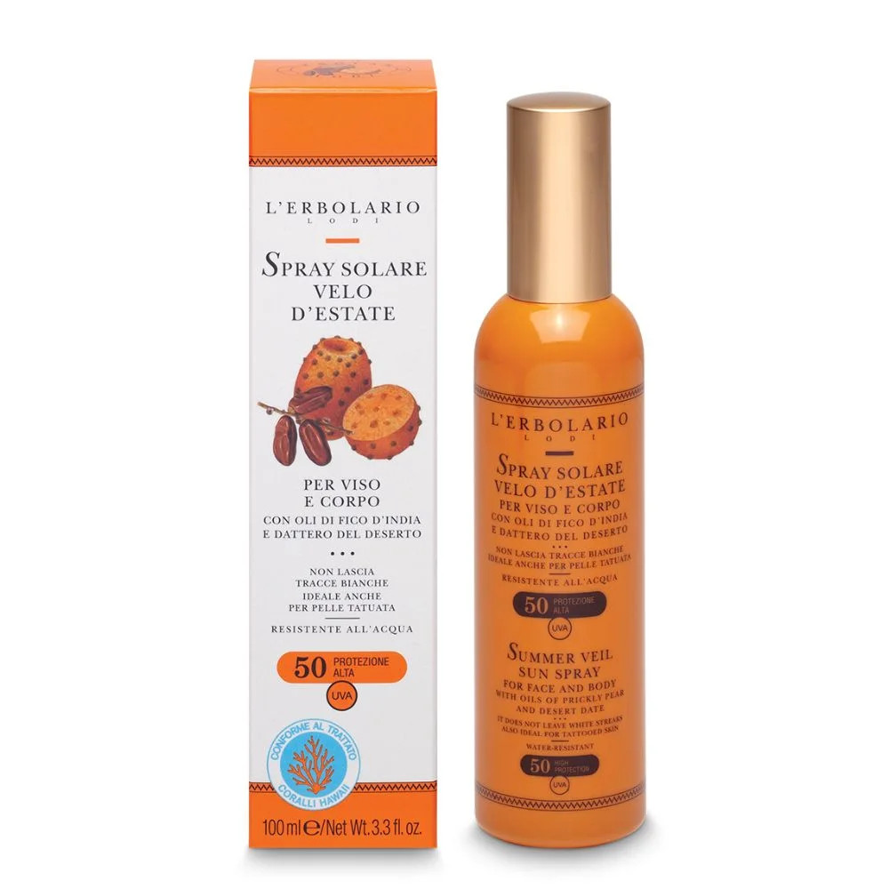 Spray Solare Invisibile Velo d'Estate SPF50 per Viso e Corpo 100ml - L'Erbolario