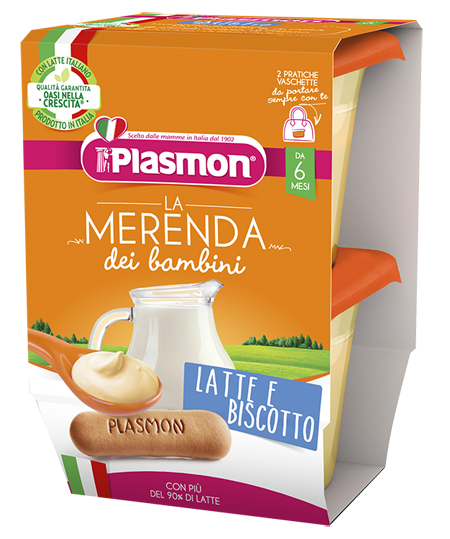 Plasmon La Merenda dei bambini Latte e biscotto 2 X 120 gr