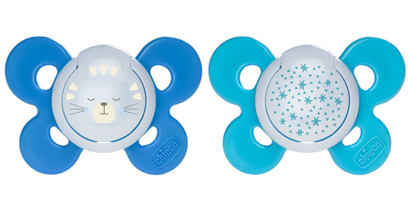 CHICCO SUCCHIETTO COMFORT LUMI in silicone bimbo 12-36 mesi 2 pezzi