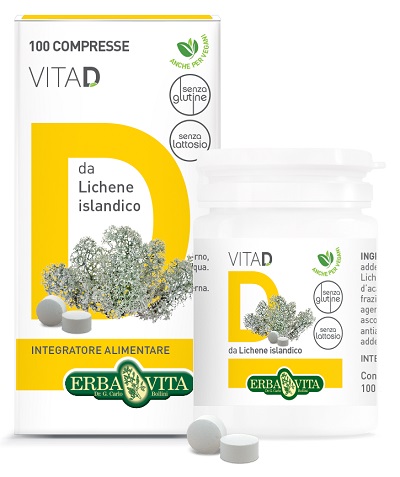 ErbaVita Vita D Lichene Islandico Integratore vitamina D 100 Compresse Orosolubili