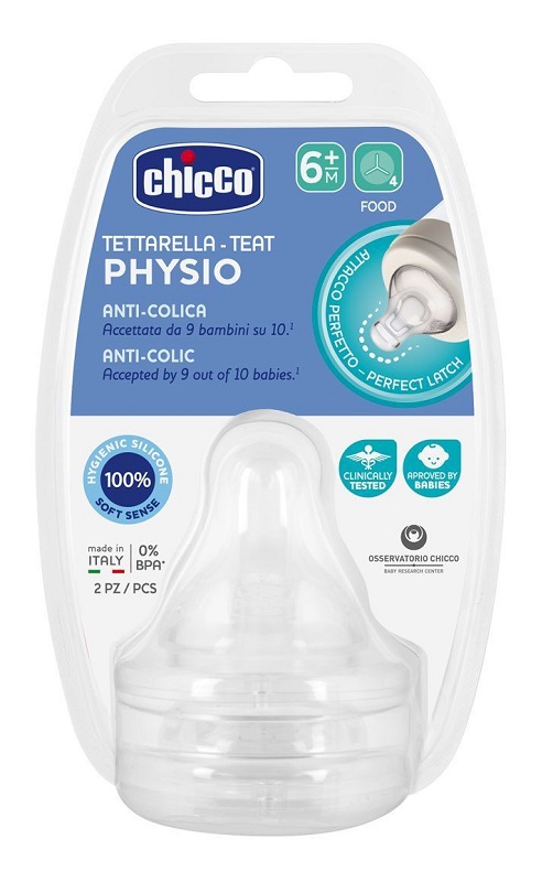CHICCO Tettarella Perfect5 Anti-Colica Silicone da 6 mesi 2 pezzi