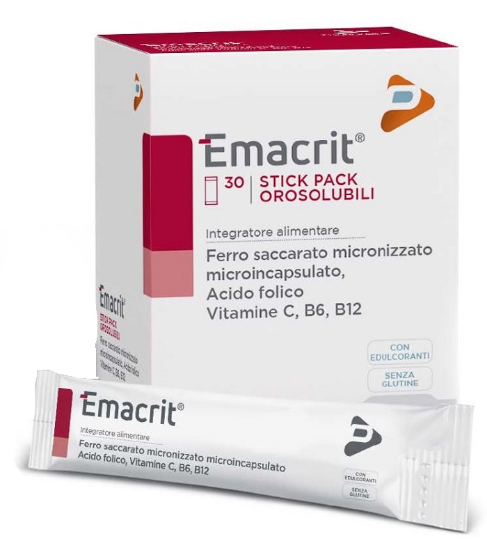 Emacrit integratore di ferro e acido folico 30 stick