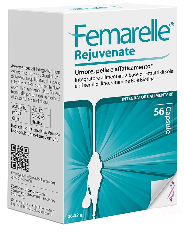 Femarelle Rejuvante integratore con estratti di soia e di semi di lino 56 capsule