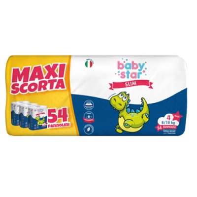 Babystar Slim Pannolini Maxiscorta Taglia 4 - 54 Pezzi