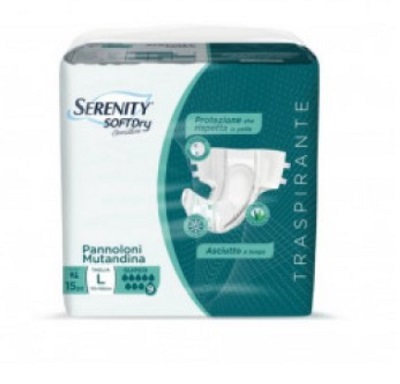 Serenity Soft Dry Sensitive Pannolone mutandina Super taglia L 15 pezzi