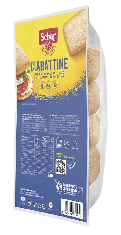 SCHAR CIABATTA PANE 200G S/GL