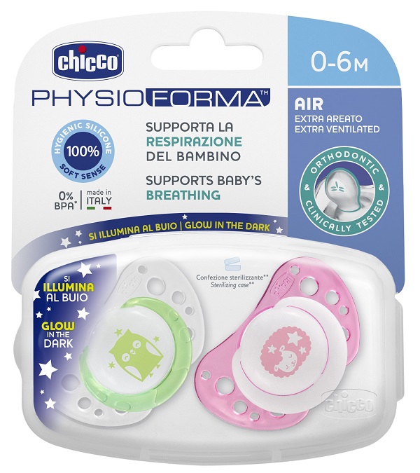Chicco – Succhietto Air Night Silicone 0-6 Mesi