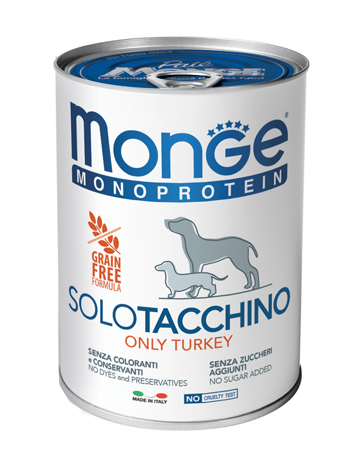 MONGE Monoprotein Solo tacchino - cibo umido per cani 1x400 g - Immagine 5