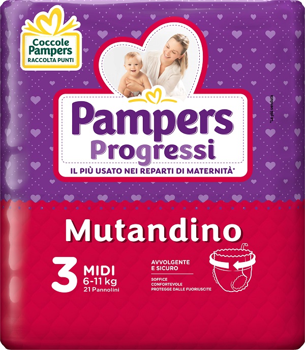 Pampers – Pampers Progressi Mutandino Midi N.3 6-11 Kg 21 Pezzi