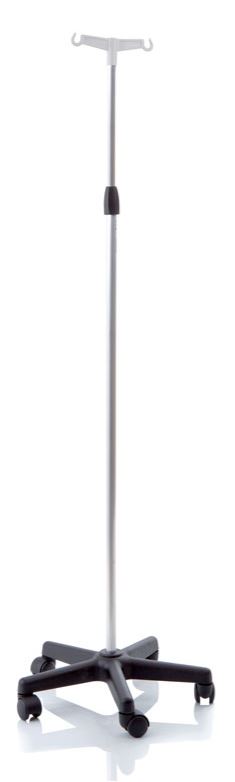 Moretti Asta Flebo in alluminio, Altezza Regolabile, Base 5 Razze, Ruote Piroettanti