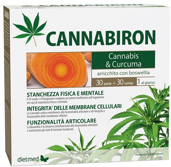 Dietmed Verde Cannabiron Integratore Alimentare Contro La Stanchezza Con Cannabis E Curcuma 30 Perle - Immagine 4