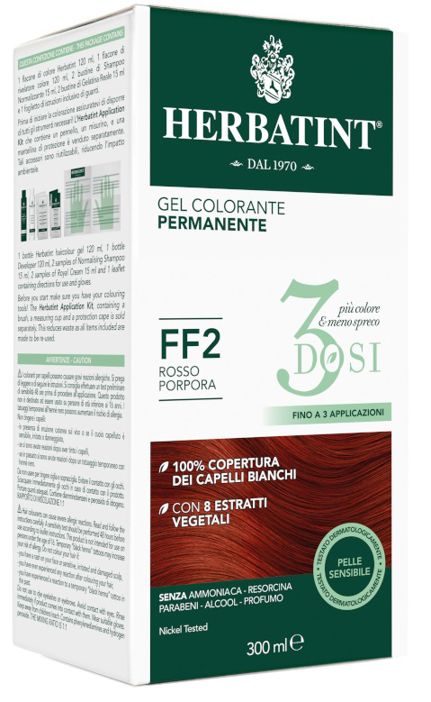 Herbatint Gel Colorante Permanente 3Dosi Ff2 Rosso Porpora 300 Ml Lozione - Immagine 3