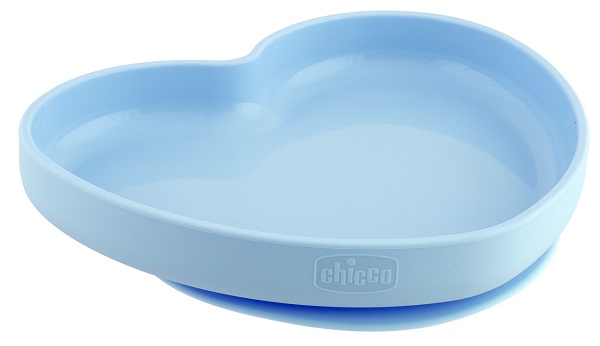 Chicco – Piatto Cuore Con Ventosa Silicone Celeste