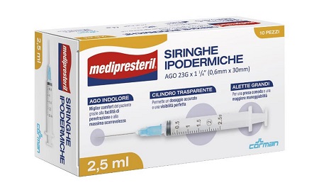 Medipresteril Siringa Ipodermica Ago 23 Gauge 1 1/4 0,6 X30 Mm 2,5 Ml 10 Pezzi - Immagine 6