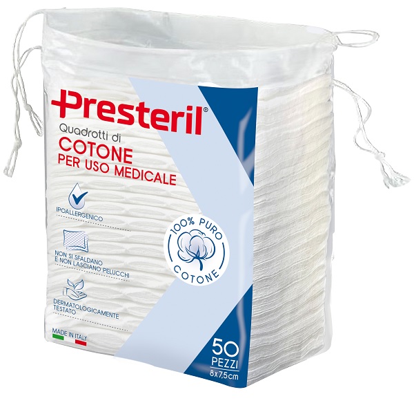 Corman Quadrotti Cotone Idrofilo Presteril Per Medicazione E Igiene 50 Pezzi 8X7,5 Cm - Immagine 4