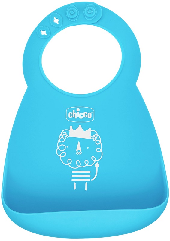 Bavaglino in silicone azzurro 6m+ facile da arrotolare - Chicco - Immagine 5