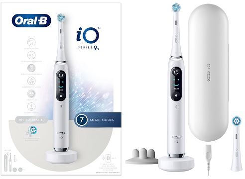 Oral-B Bianco/Bianche Io 9 2 Testine, 1 Custodia Da Viaggio Ricaricabile + 4 Testine Di Ricambio Io Ultimate Clean + Dentifricio Complete Protezione E Pulizia - Immagine 4