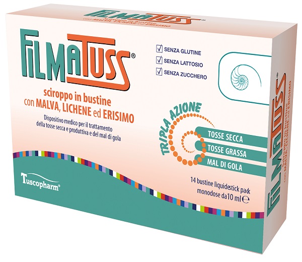 Tuscopharm Srl Malva Filmatuss Sciroppo Dispositivo Medico Tosse, 14 Bustine - Immagine 4